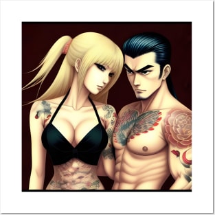 Manga tattoo couple boyfriend girlfriend Posters and Art